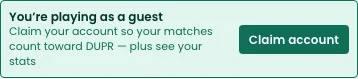 A green banner reading You're playing as a guest, with a Claim account button