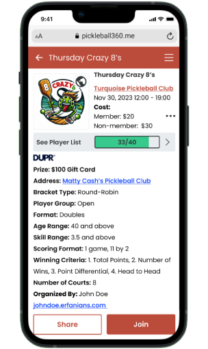 mobile view of site